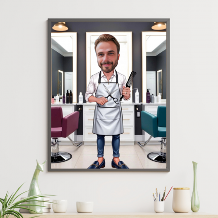 Tablouri Cartoon cu Meserii - Tablou personalizat Cartoon Frizer