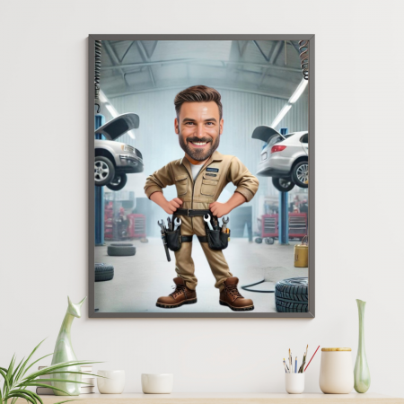 Tablouri Personalizate - Tablou personalizat Cartoon Mecanic Auto