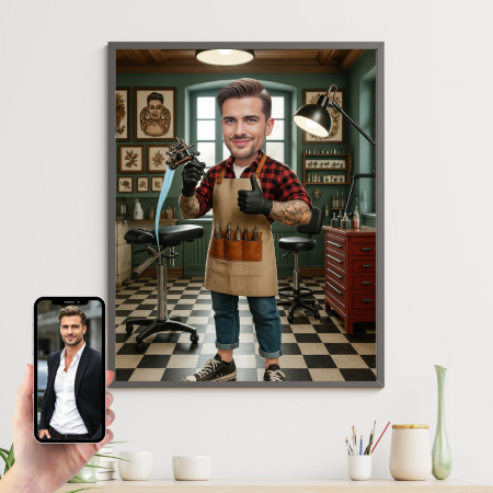 Tablouri Cartoon cu Meserii - Tablou personalizat Cartoon artist de tatuaje