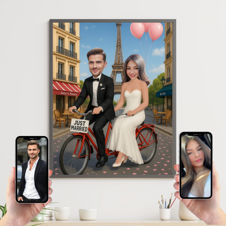 Tablouri Personalizate pentru iubit/iubita - Tablou personalizat Cartoon Nunta