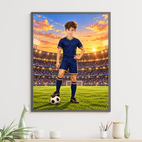 Tablouri Personalizate - Tablou Personalizat Copii Cartoon - Micul Fotbalist