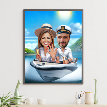 Tablouri Cartoon pentru Cupluri - Tablou personalizat Cartoon Logodna