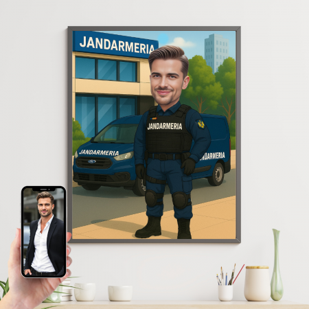 Tablouri Cartoon cu Meserii - Tablou personalizat Cartoon Jandarm