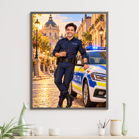 Tablouri Cartoon cu Meserii - Tablou personalizat Cartoon Politist