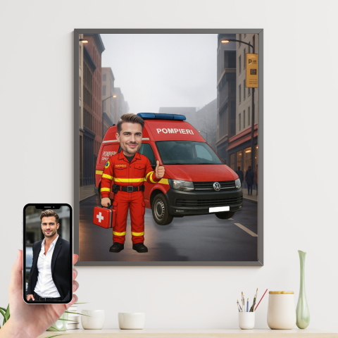 Tablouri Cartoon cu Meserii - Tablou personalizat Cartoon paramedic
