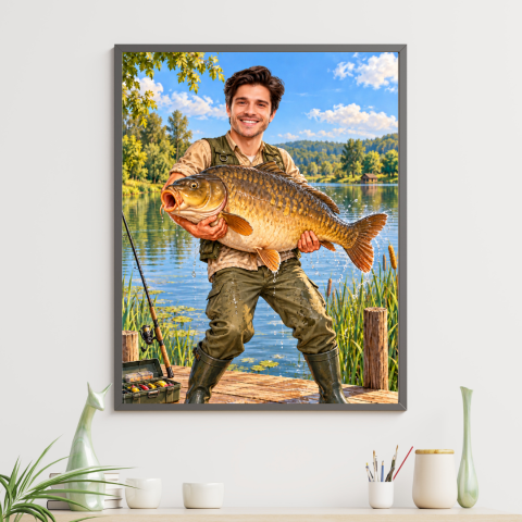 Tablouri Cartoon cu Meserii - Tablou Personalizat Cartoon - Pescar
