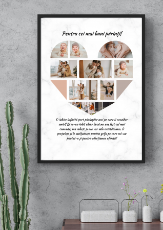 Tablouri Personalizate pentru familie - Tablou personalizat cu 9 poze in forma de inima