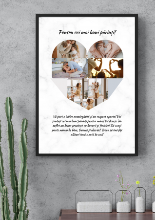 Tablouri Personalizate pentru familie - Tablou personalizat cu 7 poze in forma de inima