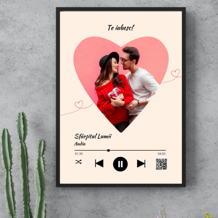 Tablou Personalizat-Melodia Noastra-Cod QR - Tablou personalizat de Valentine's Day cu cod QR