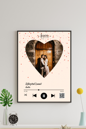 Tablou Personalizat-Melodia Noastra-Cod QR - Tablou personalizat de Valentine's Day cu cod QR