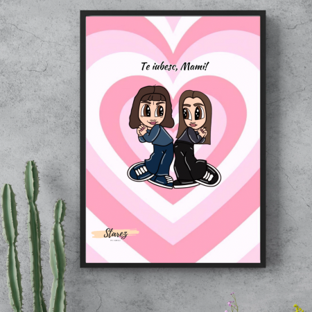 Tablouri Cartoon Desenate - Tablou personalizat Cartoon Mama-Fiica