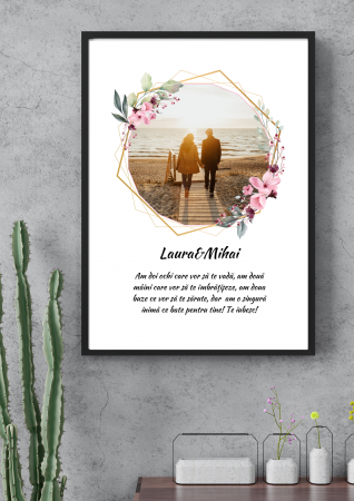 Tablouri Personalizate cu model floral - Tablou personalizat floral cu poza si nume