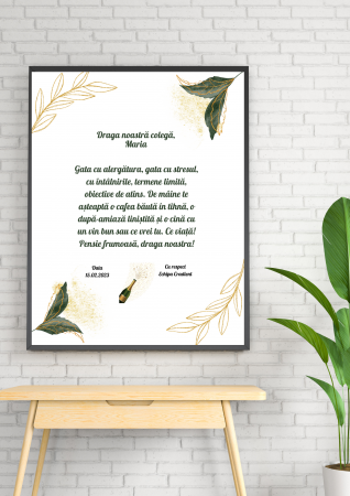 Tablou Personalizat pentru viitori pensionari - Tablou personalizat - mesaj de pensionare