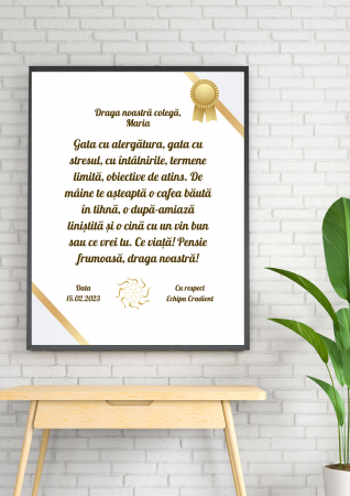 Tablou Personalizat pentru viitori pensionari - Tablou personalizat - mesaj de pensionare