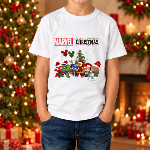 Tricouri Personalizate pentru Copii - Tricou copii de Crăciun cu supereroi – Marvel Christmas