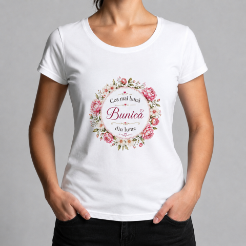 Tricouri Personalizate pentru ea - Tricou Personalizat  „Cea mai buna Bunica din lume”