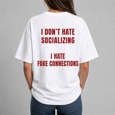 Tricouri cu Mesaje - Tricou Personalizat - I DON’T HATE SOCIALIZING, I HATE FAKE CONNECTIONS