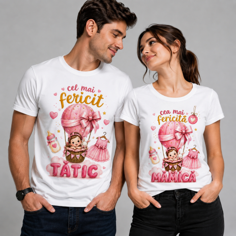 Tricouri Personalizate pentru el - Set Tricouri Personalizate pentru Viitori Parinti