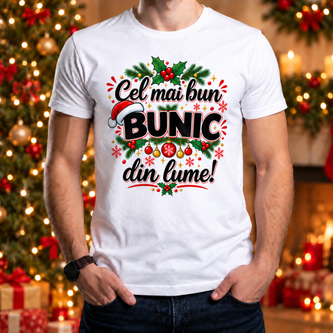 Tricouri Personalizate pentru Adulti - Tricou de Crăciun „Cel mai bun bunic din lume!”