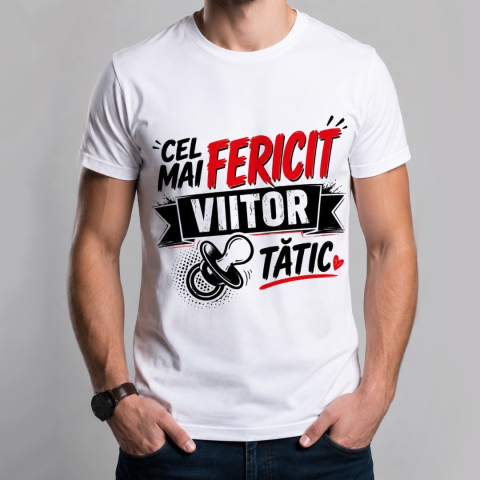 Tricouri Personalizate pentru el - Tricou Personalizat Cel mai fericit viitor tatic