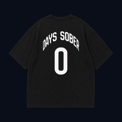 Tricouri Interzise - Tricou Personalizat Oversized 0 Days Sober