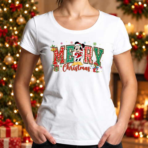Tricouri Personalizate pentru Adulti - Tricou de Crăciun cu Minnie – Merry Christmas