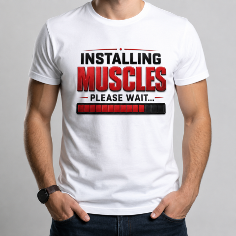 Tricouri Personalizate pentru el - Tricou Personalizat – “Installing Muscles, Please Wait…”