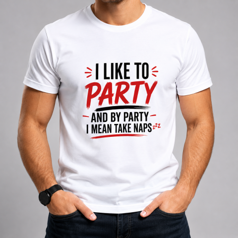 Tricouri Personalizate pentru el - Tricou „I Like To Party… And By Party I Mean Take Naps” 