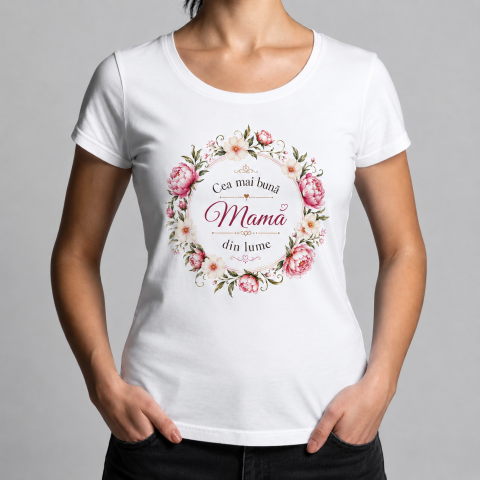Tricouri Personalizate pentru ea - Tricou Personalizat  „Cea mai buna Mama din lume”