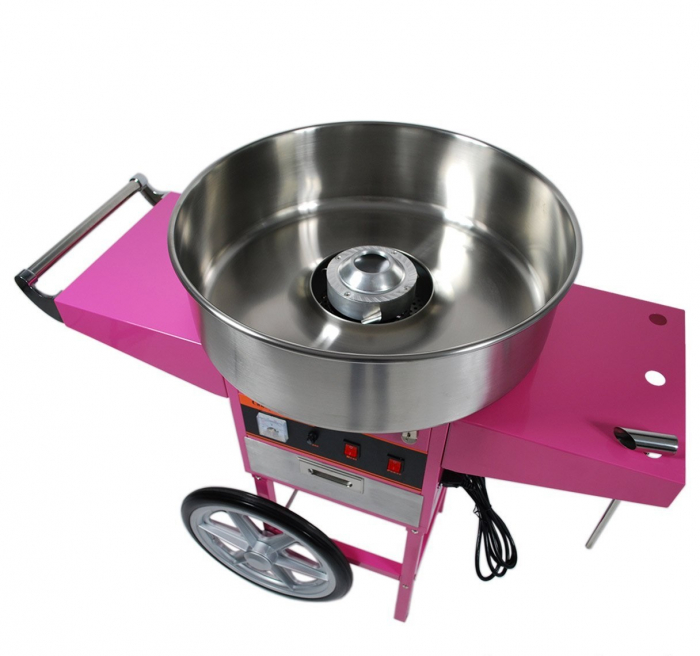 Masina Vata de Zahar Profesionala cu Suport si roti, Cuva INOX reglaj automat temperatura, culoare ROZ [3]