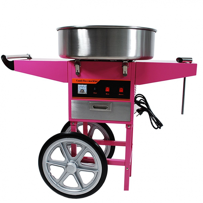 Masina Vata de Zahar Profesionala cu Suport si roti, Cuva INOX reglaj automat temperatura, culoare ROZ [10]