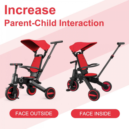 Tricicleta copii 7 in 1, multifunctionala, scaun reversibil cu spatar, pentru copii cu varsta intre 18 luni si 5 ani [5]