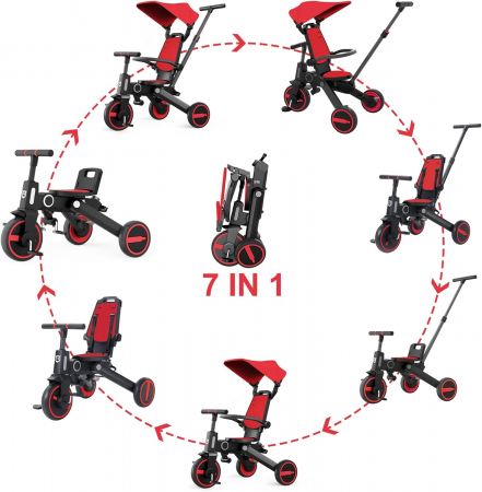 Tricicleta copii 7 in 1, multifunctionala, scaun reversibil cu spatar, pentru copii cu varsta intre 18 luni si 5 ani [1]