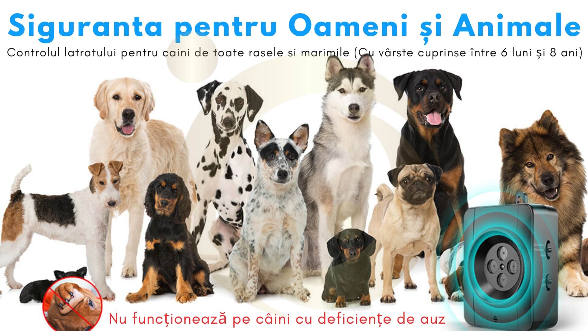 Aparat Anti Latrat cu Ultrasunete Pentru caini, Profesional, 3 Nivele, Impermeabil, Dispozitiv Antilatrat cu Ultra Sunete de Exterior