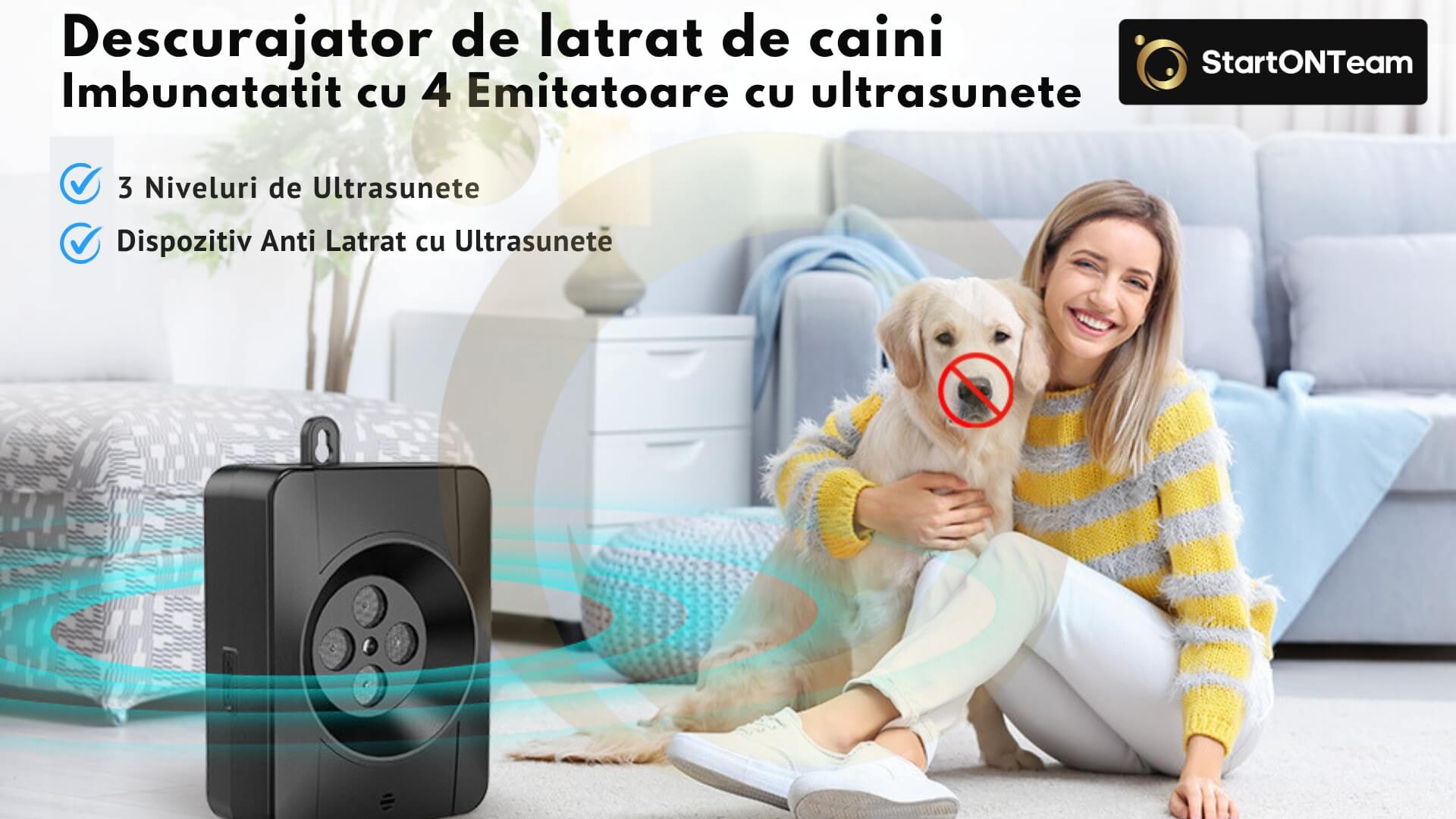 Aparat Anti Latrat cu Ultrasunete Pentru caini, Profesional