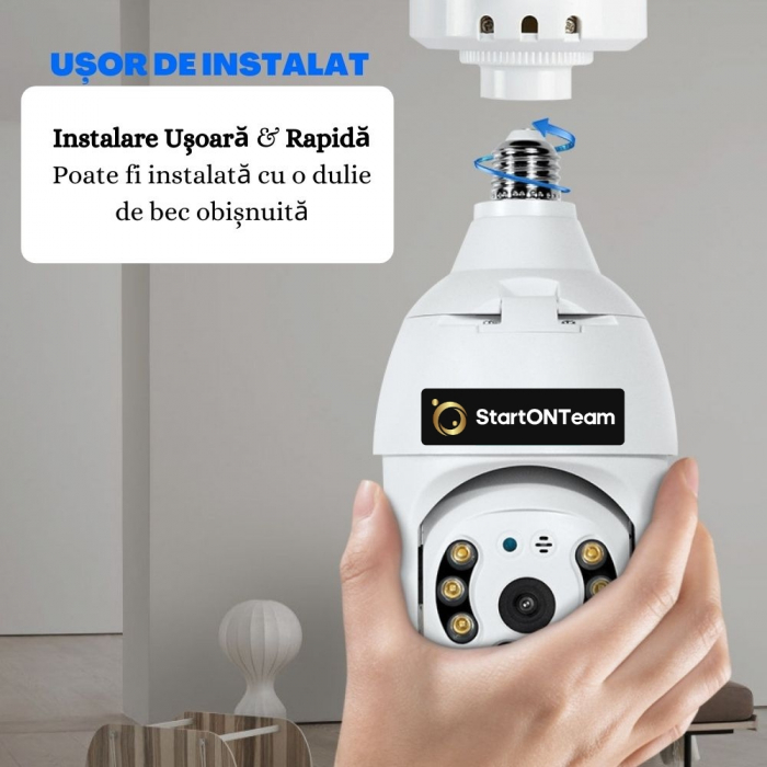 Cameră tip Bec de Exterior, Rotativă, cu Senzor de Mișcare și Night Vision [3]