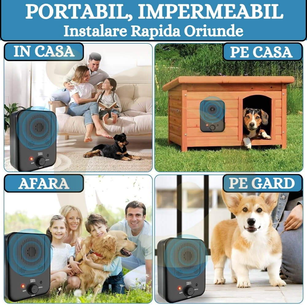 Aparat Anti Latrat cu ultrasunete pentru caini, Profesional 15m, Dispozitiv de control antilatratului cainilor, 3 Nivele Reglabile [10]