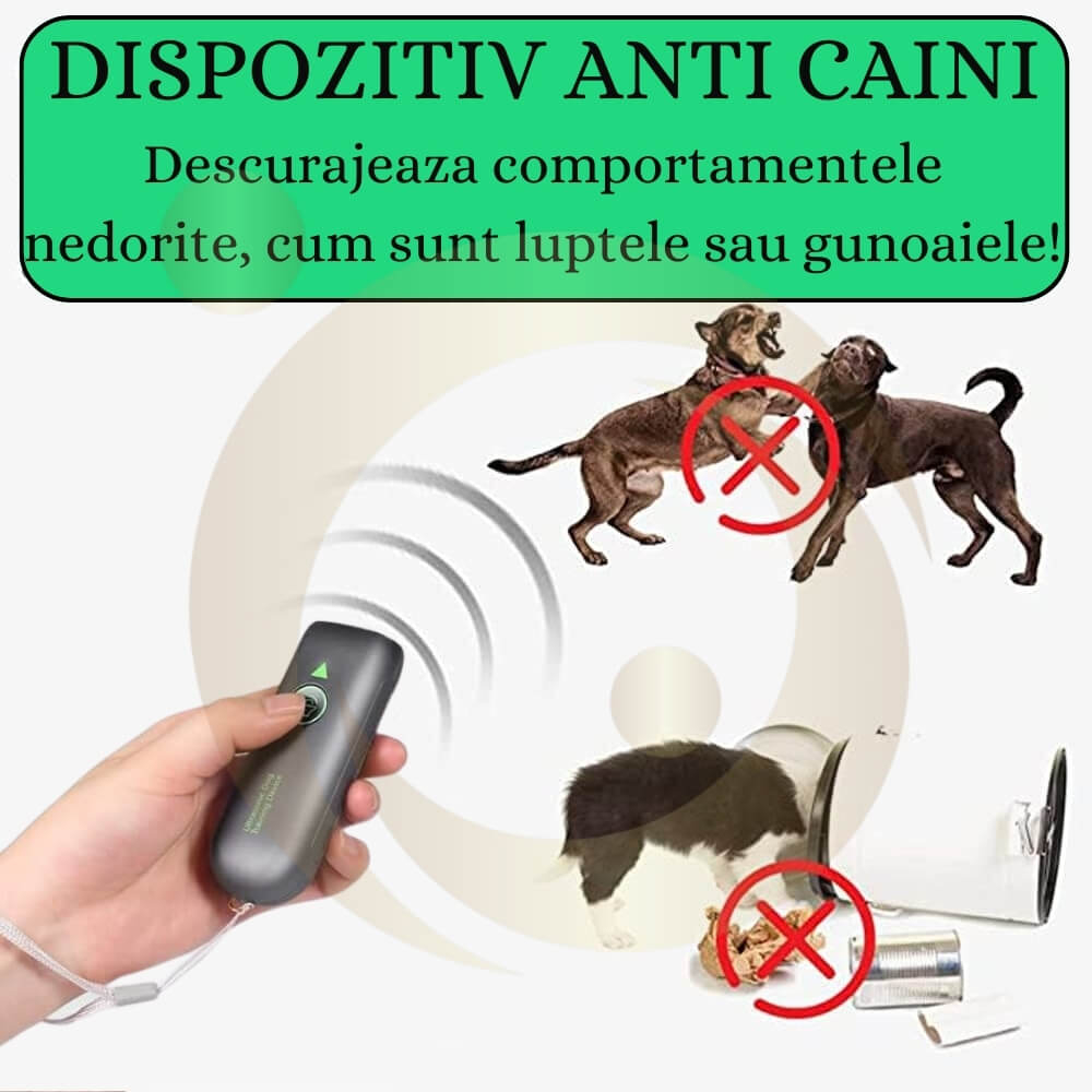 Aparat AntiCaini cu Ultrasunete pentru Controlul Comportamentului la caini, Dispozitiv Antilatrat de Protectie Impotriva Cainilor de exterior, pentru Alungat, Gonit, Speriat si Indepartat Cainii Agresivi [12]