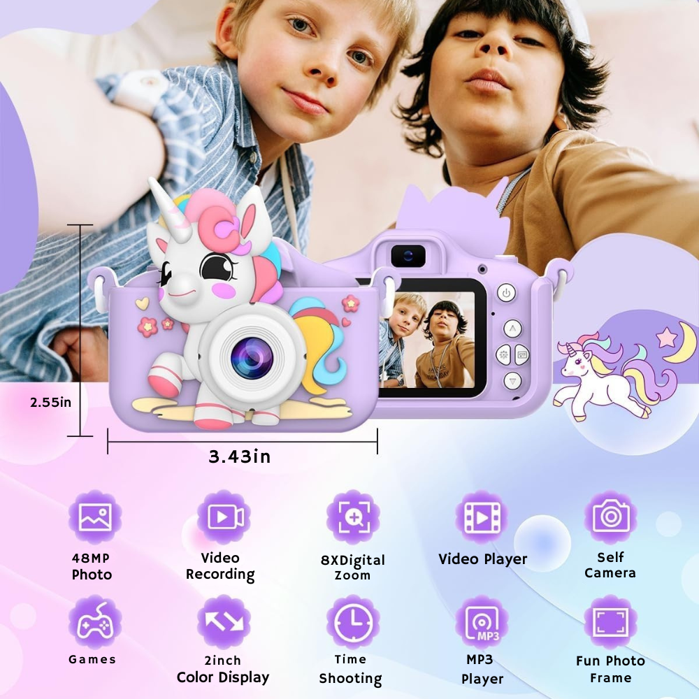 Aparat Foto Copii Unicorn Cameră Selfie 48MP Full HD [11]