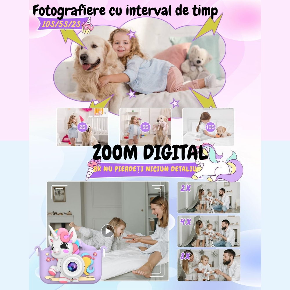 Aparat Foto Copii Unicorn Cameră Selfie 48MP Full HD [7]