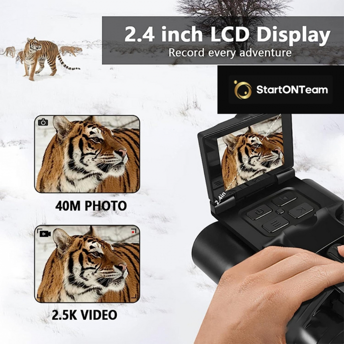 Binoclu Profesional Digital de Vânătoare, Zoom 12X, Ecran LCD 2.4” pentru Observații Clare [11]