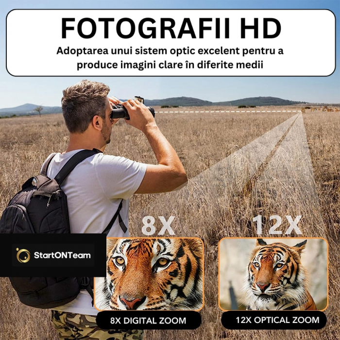 Binoclu Profesional Digital de Vânătoare, Zoom 12X, Ecran LCD 2.4” pentru Observații Clare [7]
