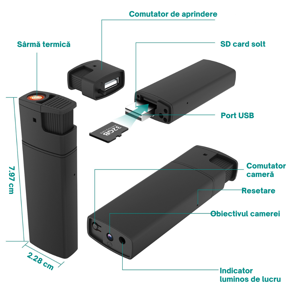 Bricheta cu Mini Camera Video Full HD 1080P, Detectare Miscare [13]