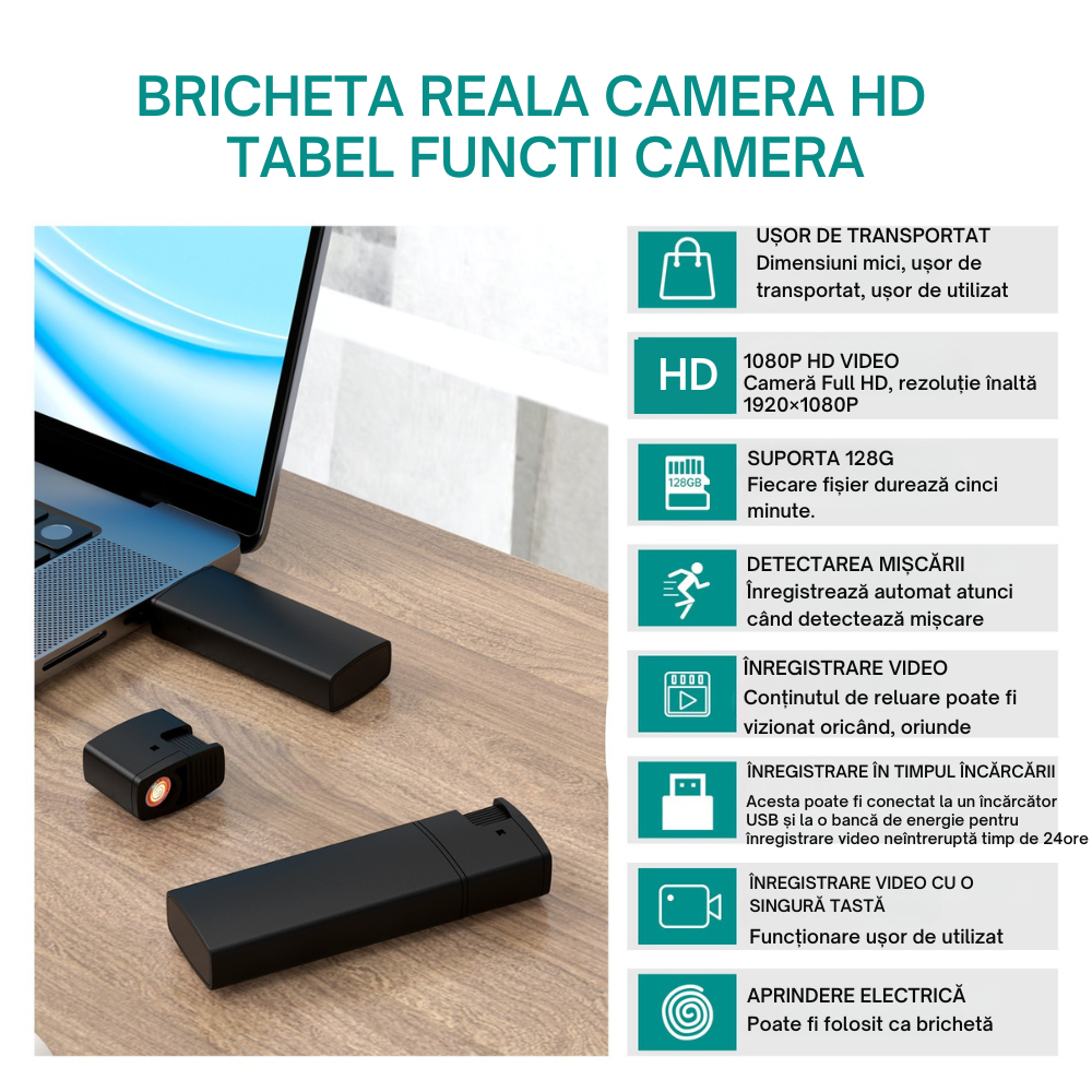 Bricheta cu Mini Camera Video Full HD 1080P, Detectare Miscare [8]