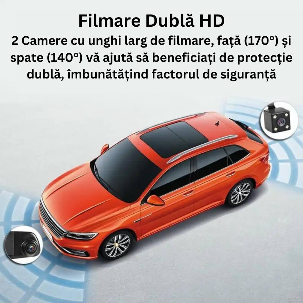 Camera dubla auto profesionala de bord, fata si spate, Oglinda Retrovizoare cu Marsarier si Senzor G de Detectare a Miscarii, Monitorizare Parcare, Night Vision, Inregistrare in bucla [3]
