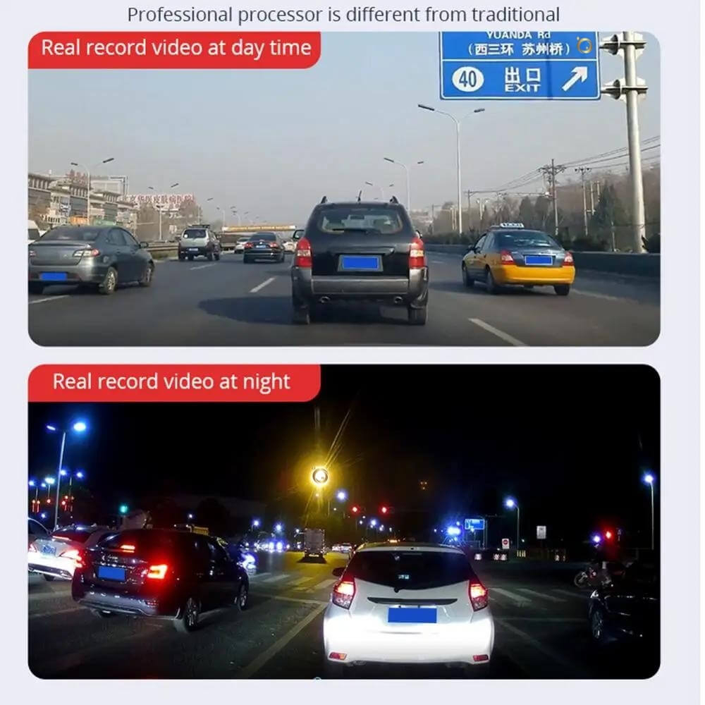 Camera dubla auto profesionala de bord, fata si spate, Oglinda Retrovizoare cu Marsarier si Senzor G de Detectare a Miscarii, Monitorizare Parcare, Night Vision, Inregistrare in bucla [22]