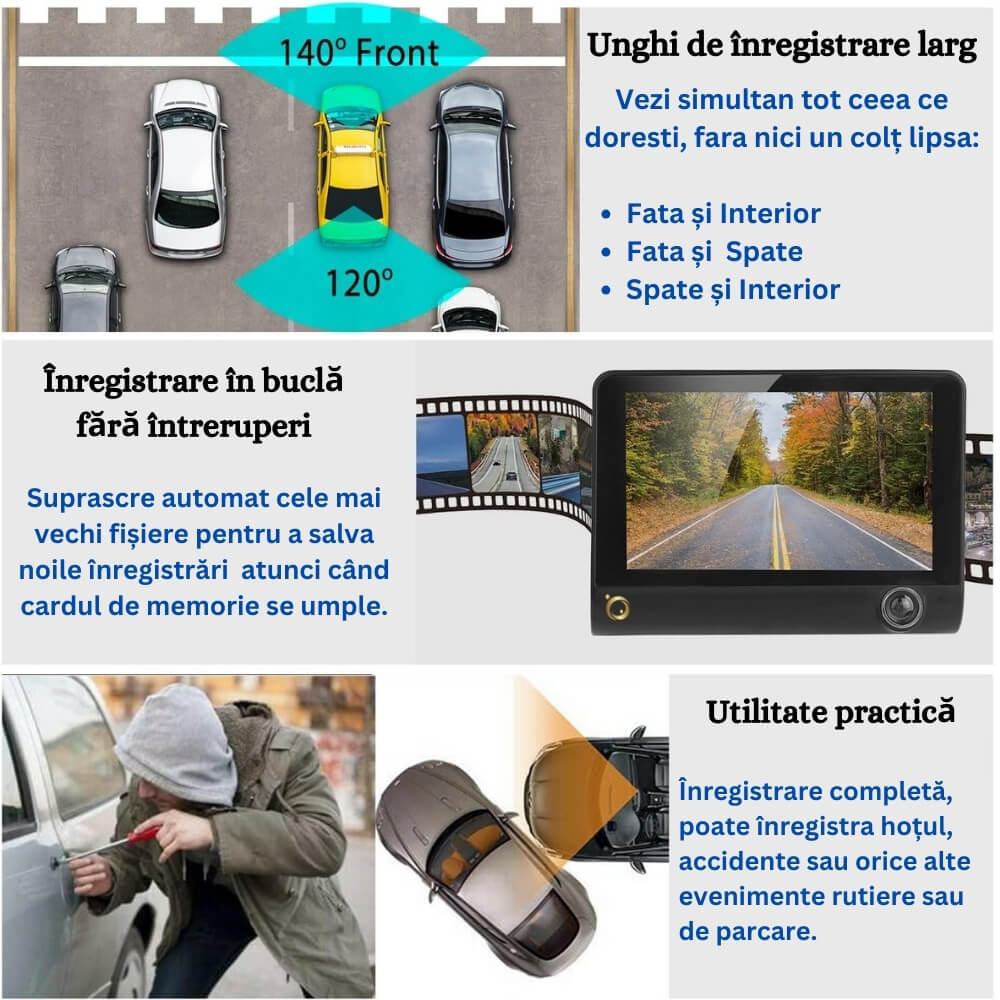 Camera de bord auto profesionala, fata, spate si interior [14]
