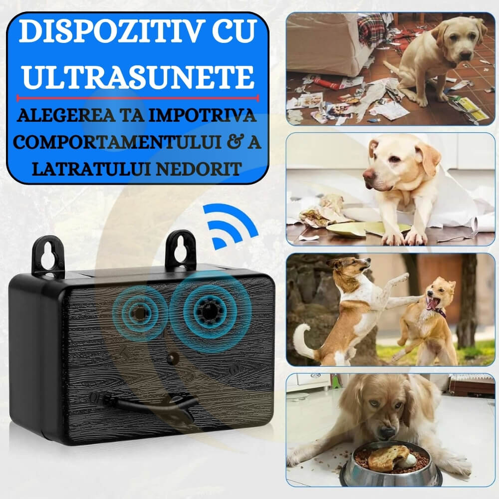 Cutie anti-latrat cu ultrasunete, Aparat de control al latratului cainilor cu 3 niveluri reglabile, 15m, cu utilizare in aer liber si interior [9]