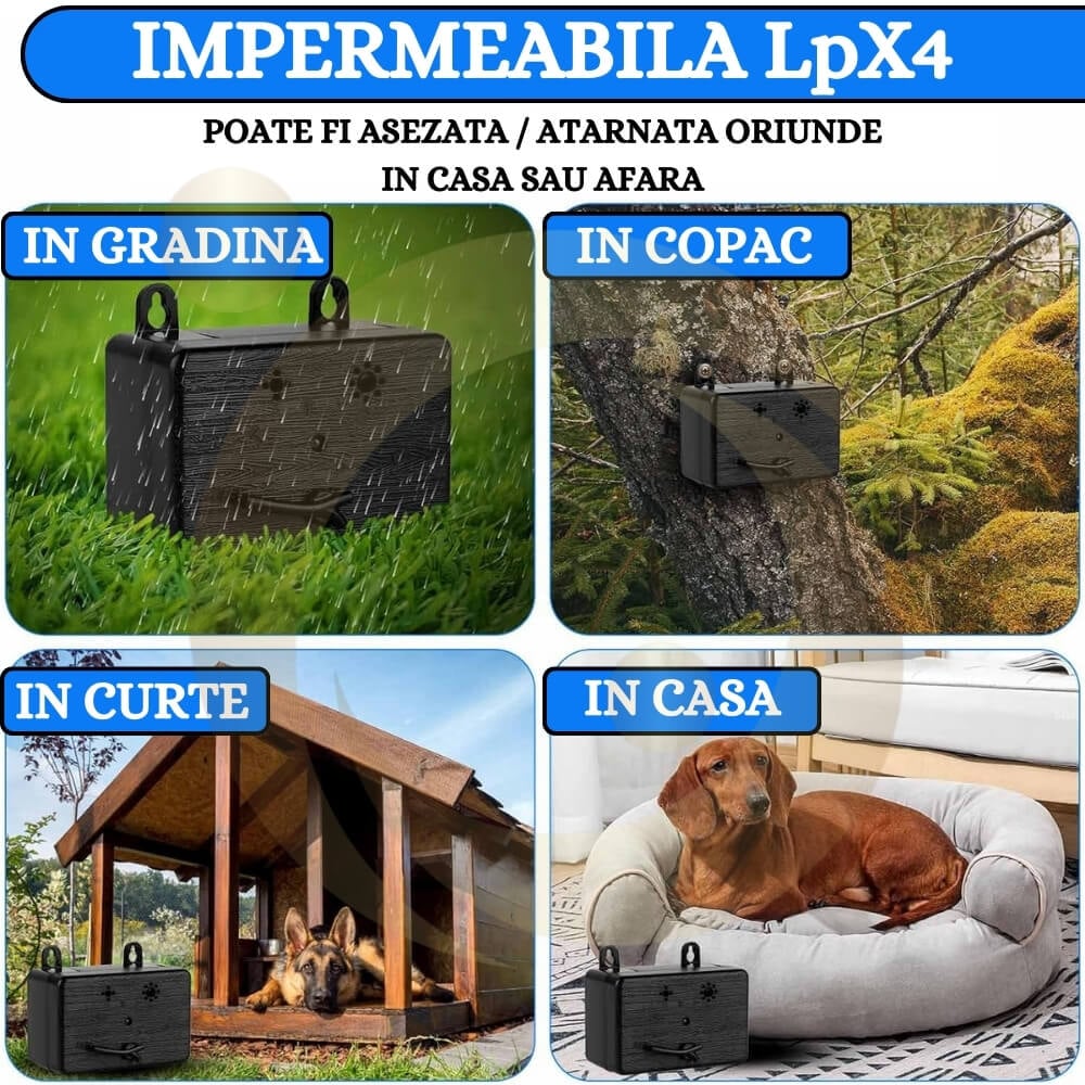 Cutie anti-latrat cu ultrasunete, Aparat de control al latratului cainilor cu 3 niveluri reglabile, 15m, cu utilizare in aer liber si interior [6]