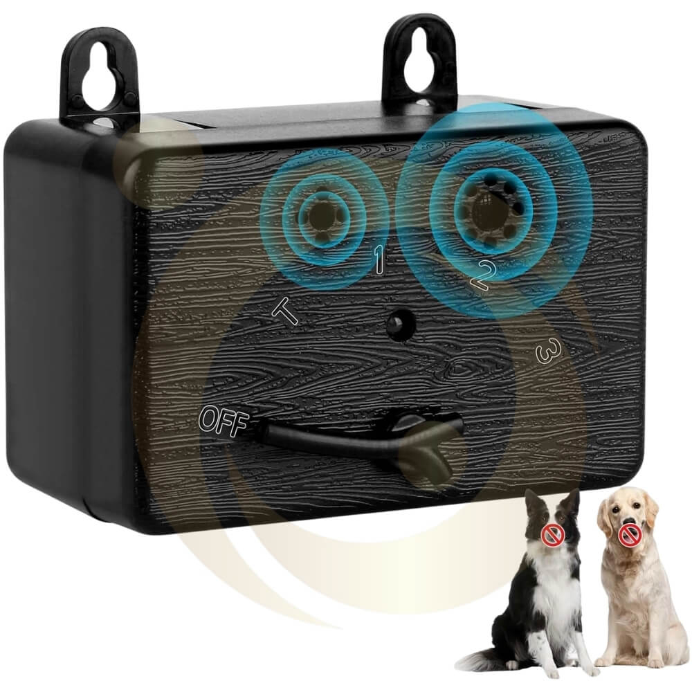 Cutie anti-latrat cu ultrasunete, Aparat de control al latratului cainilor cu 3 niveluri reglabile, 15m, cu utilizare in aer liber si interior [2]